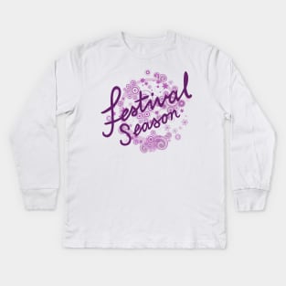 Festival Season Type Design Pinks & Purples Kids Long Sleeve T-Shirt